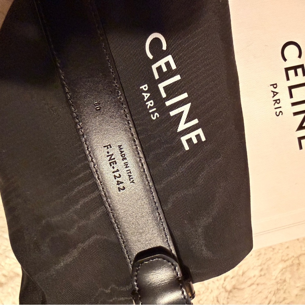 Celine Black Leather Belt with Gold Accent - Picture 4 of 6